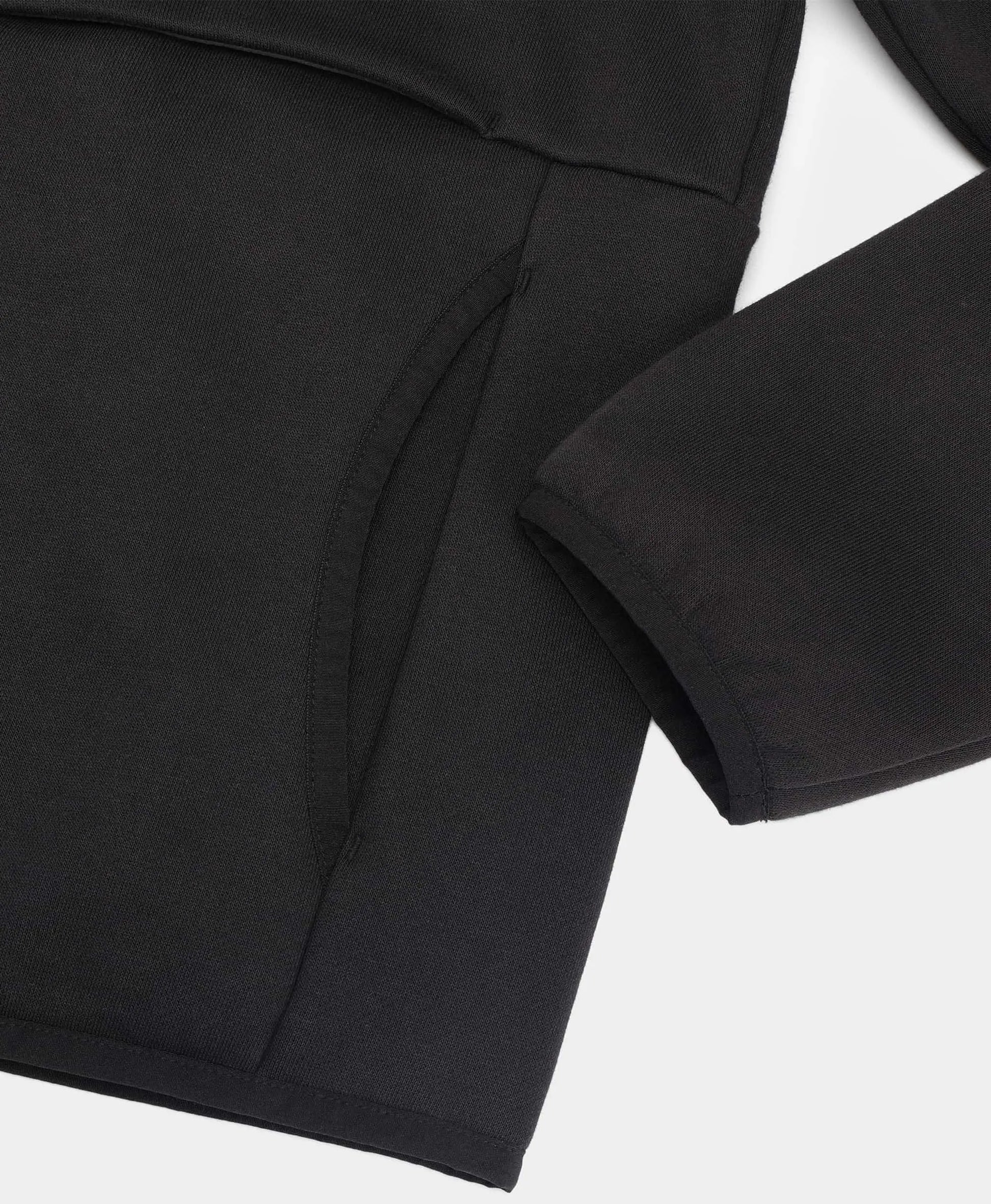 Bound hand pockets, sleeves and hem