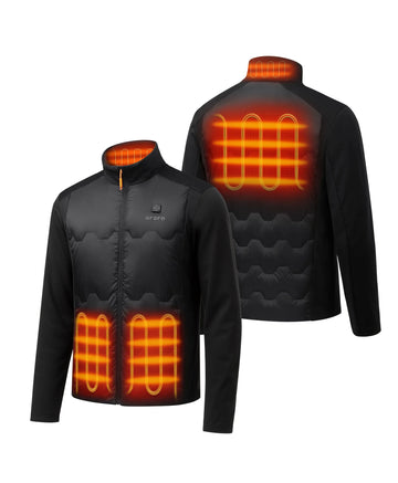 4 heating zones: left & right pocket, mid-back and collar 4 heating zones: left & right pocket, mid-back and collar