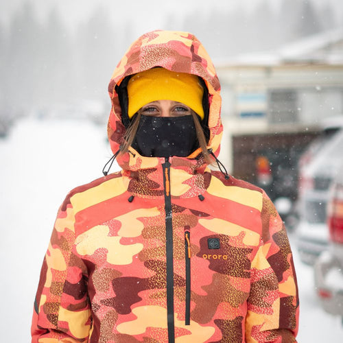 St. Moritz Women's Heated Snow Jacket - Coral Print