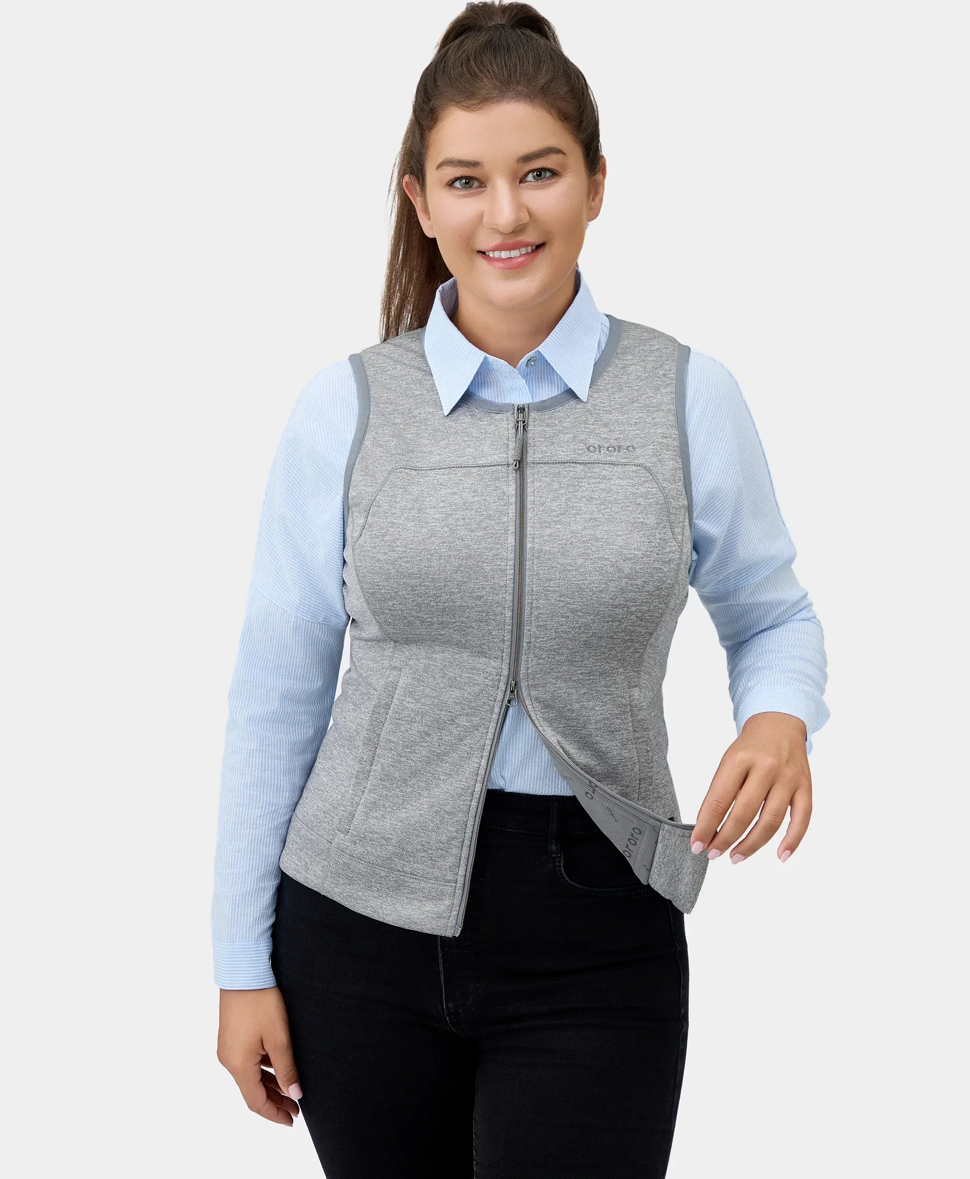 Suzanne Women's Heated Soft Armor Vest - Flecking Gray, Thumbnail 6