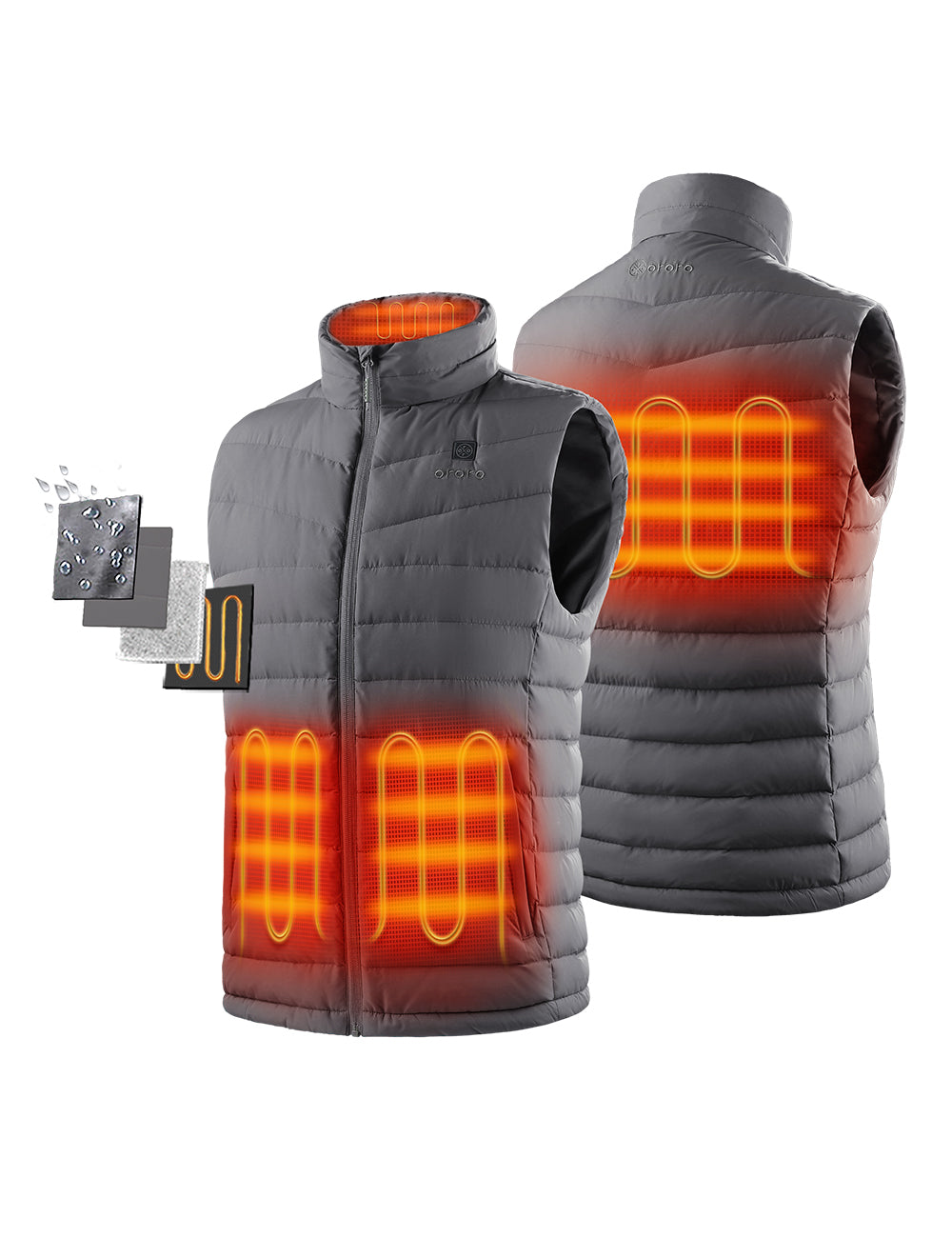 Men's Heated Lightweight Down Vest - Black / Gray, Thumbnail 17
