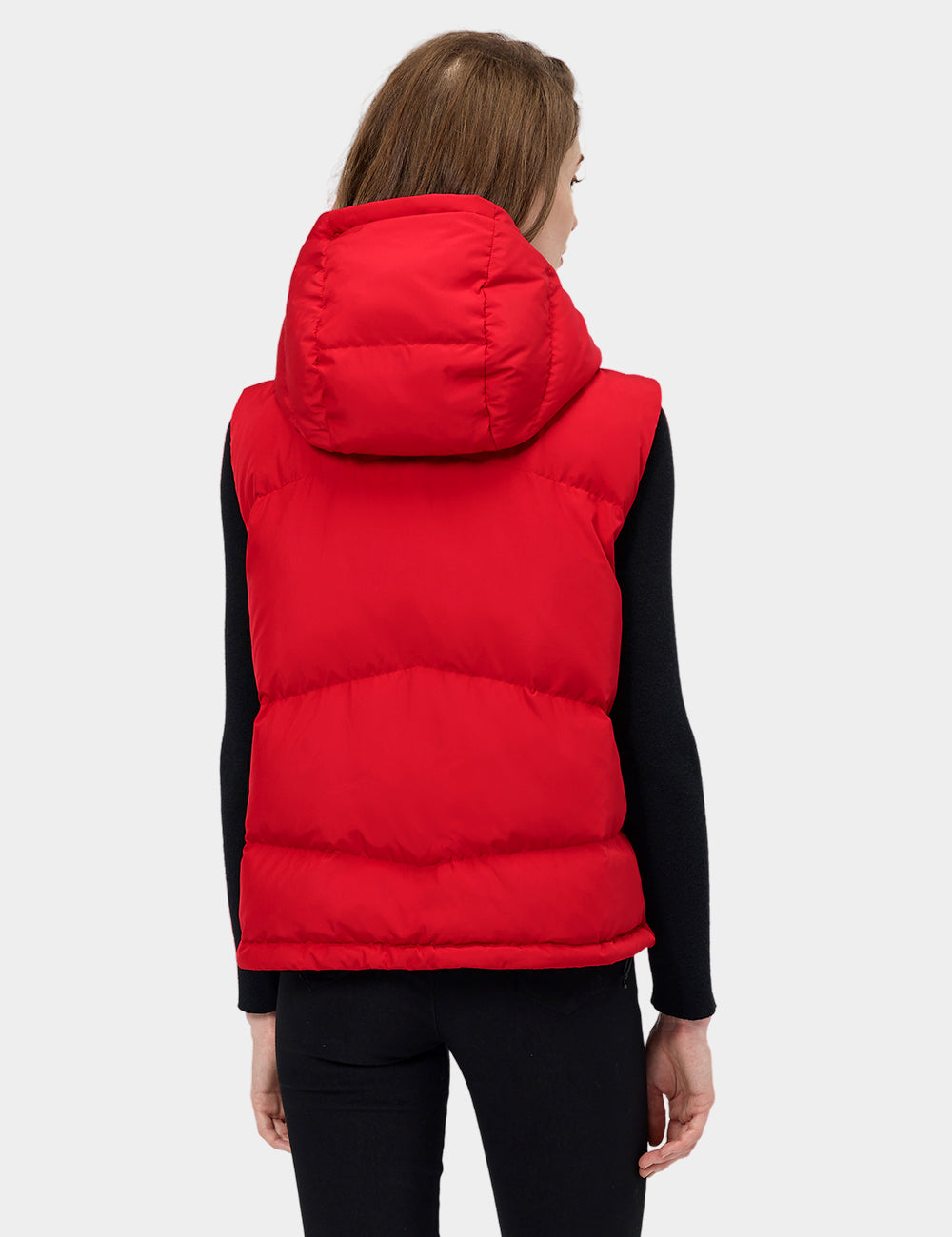 Gilet court chauffant en duvet pour femmes - Noir / Rouge, Thumbnail 24