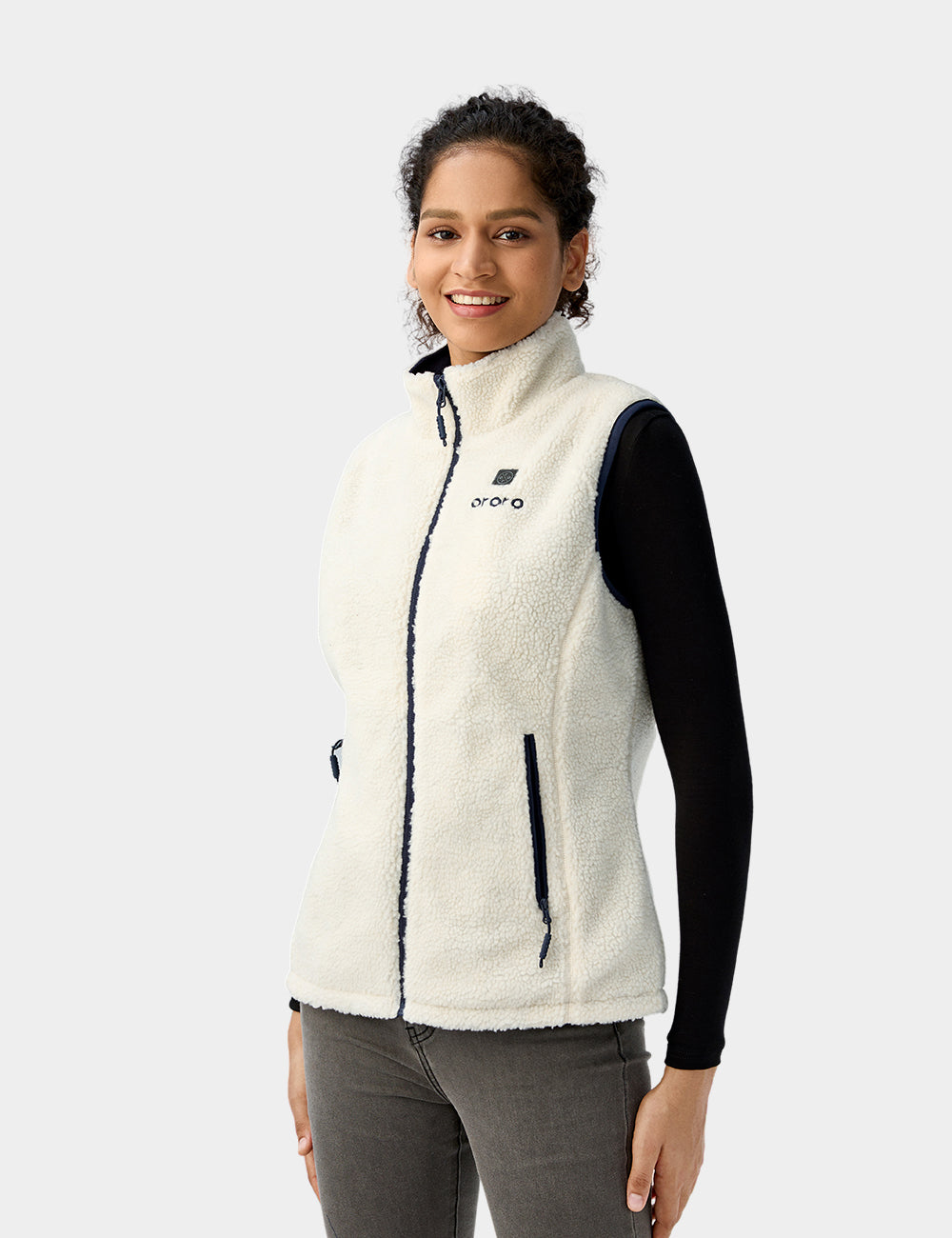Women's Heated Recycled Fleece Vest - Ivory