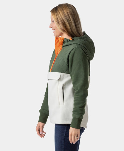 Daybreak Women's Colorblock Heated Anorak - Olive & Cream