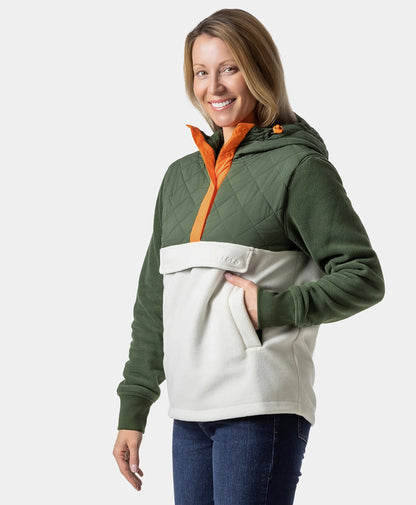 Daybreak Women's Colorblock Heated Anorak - Olive & Cream