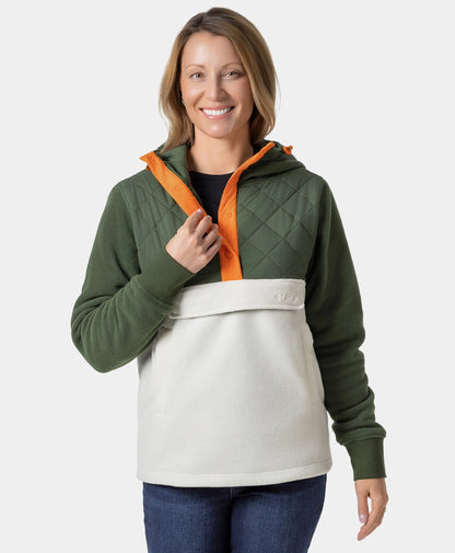 Daybreak Women's Colorblock Heated Anorak - Olive & Cream