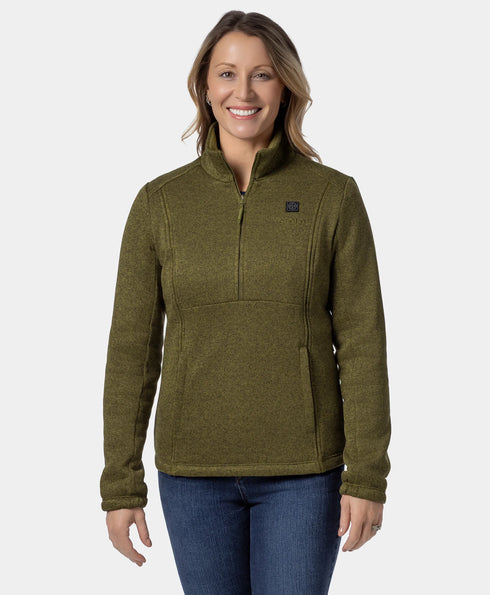 Women's Heated Sweater Fleece Qtr Zip Jacket ,view 1