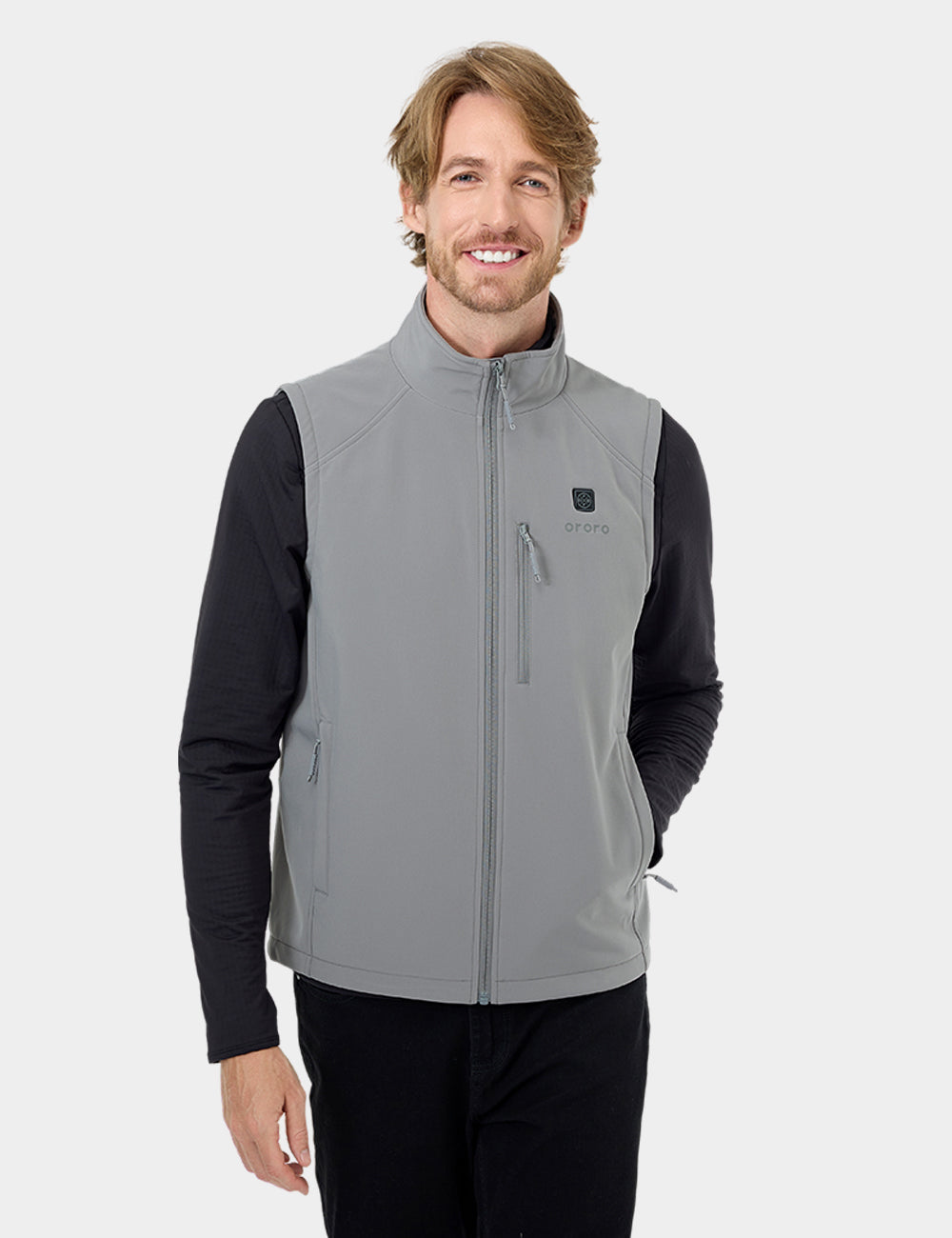 Men's Heated Softshell Vest - Black / Gray, Thumbnail 14