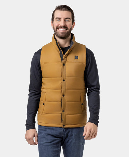 Final Sale - PuffLyte Men's 3-Zone Heated Lightweight Vest - Black / Khaki