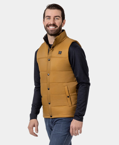 Final Sale - PuffLyte Men's 3-Zone Heated Lightweight Vest - Black / Khaki