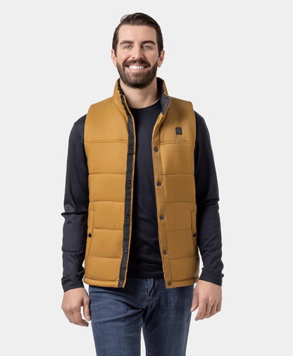 Final Sale - PuffLyte Men's 3-Zone Heated Lightweight Vest - Black / Khaki
