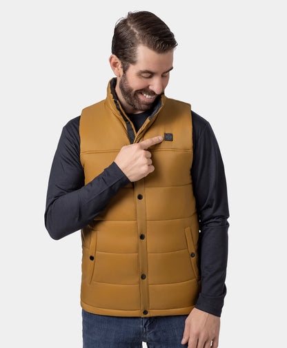 Final Sale - PuffLyte Men's 3-Zone Heated Lightweight Vest - Black / Khaki