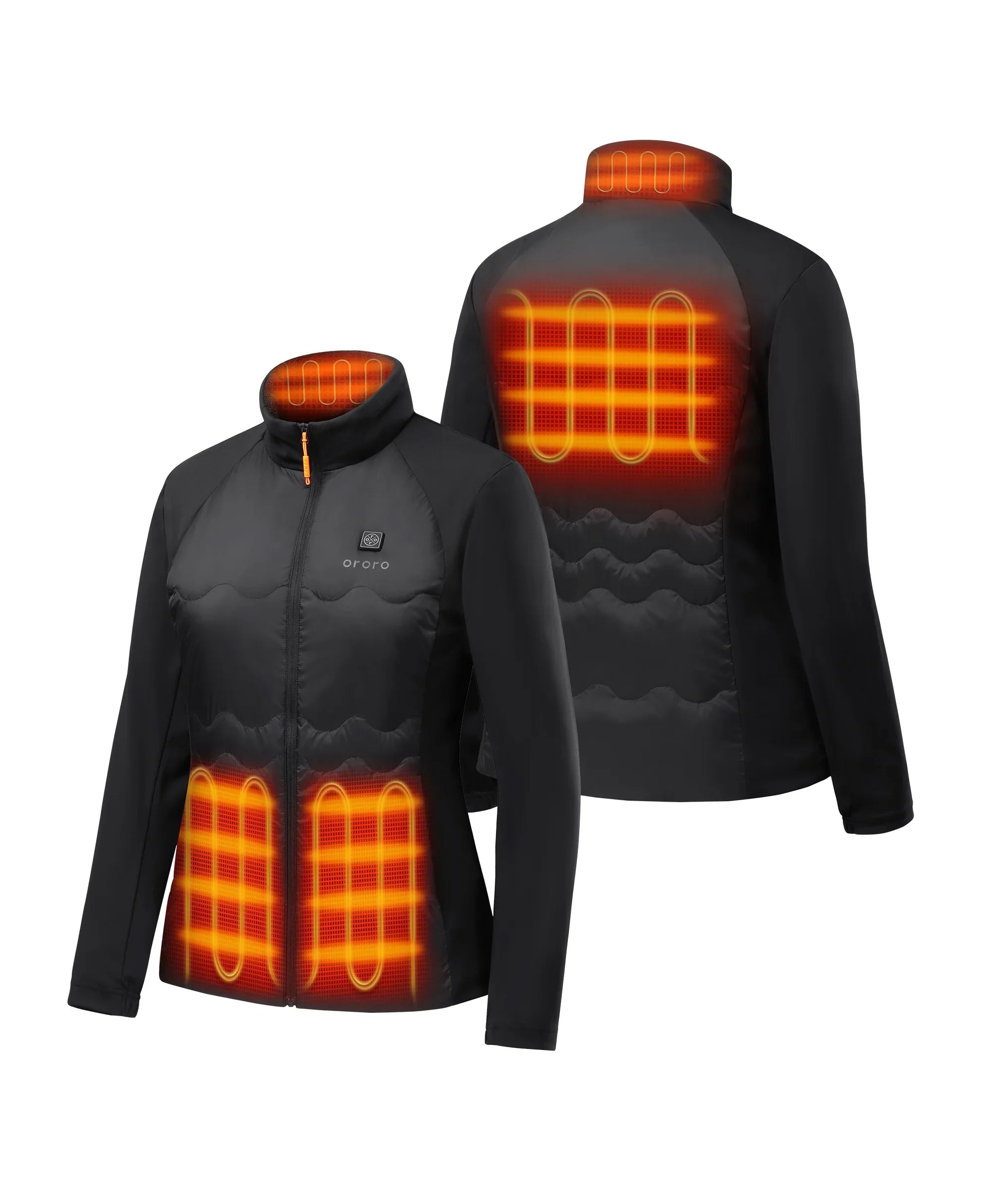 4 Heating zones:  left & right pockets, mid-back and collar