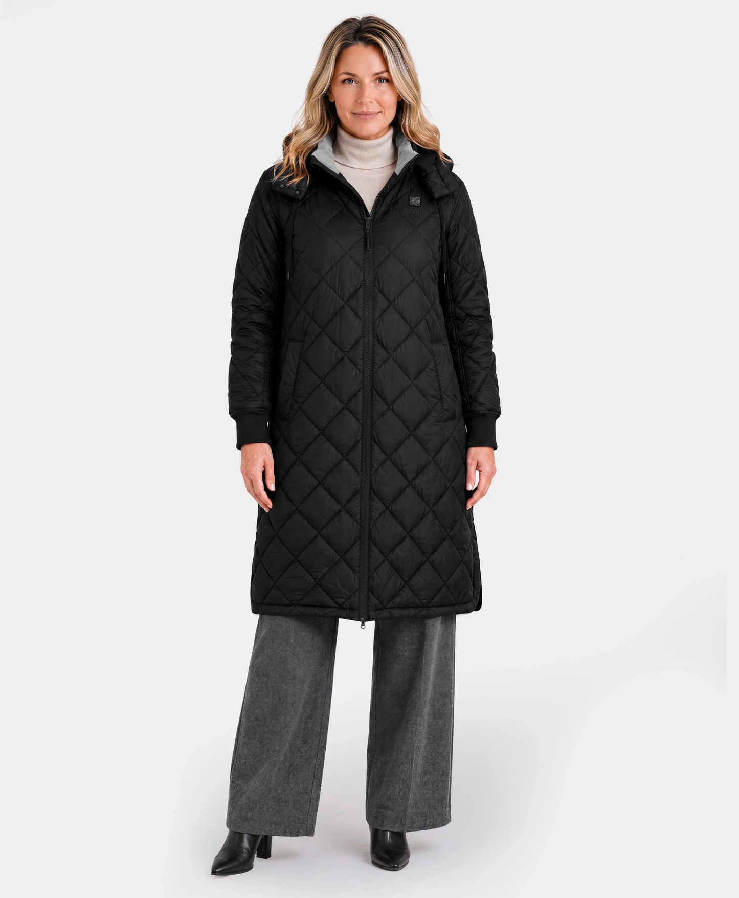 Front view of purple Uptown Women's 4-Zone Heated Parka w/ Removable Hood