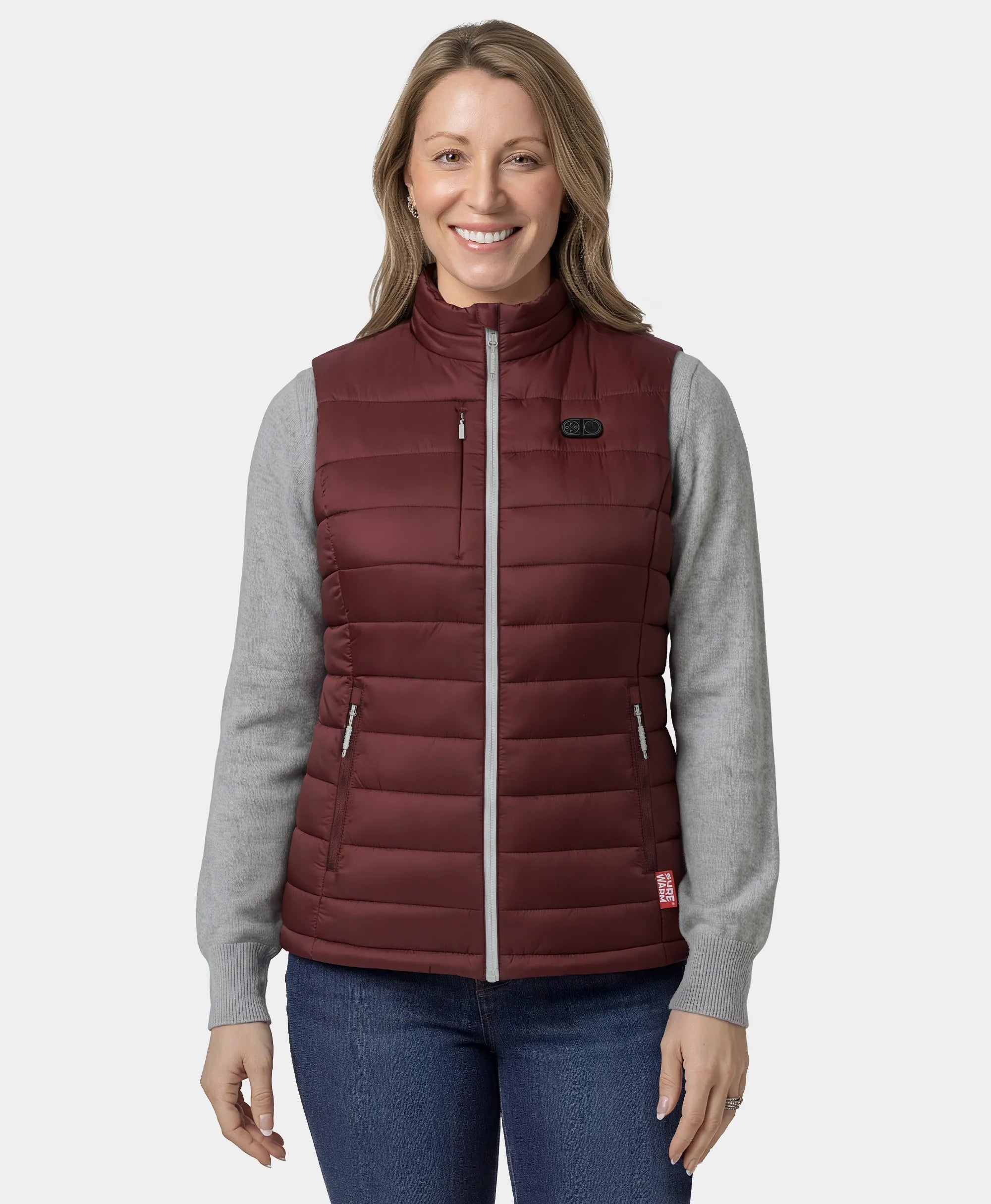 SureWarm® Women's 6-Zone Dual-Control Classic Pro Heated Vest  Dark Red