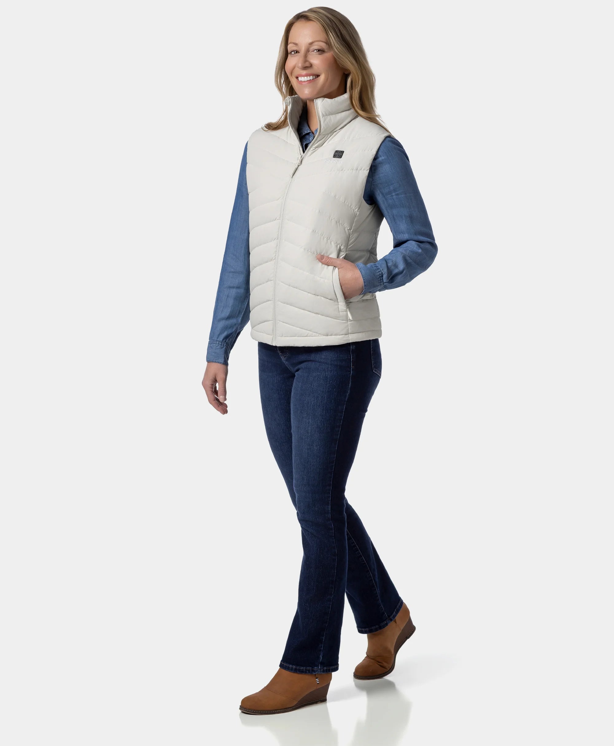 Women's Heated Lightweight Down Vest - All Colors, Thumbnail 4