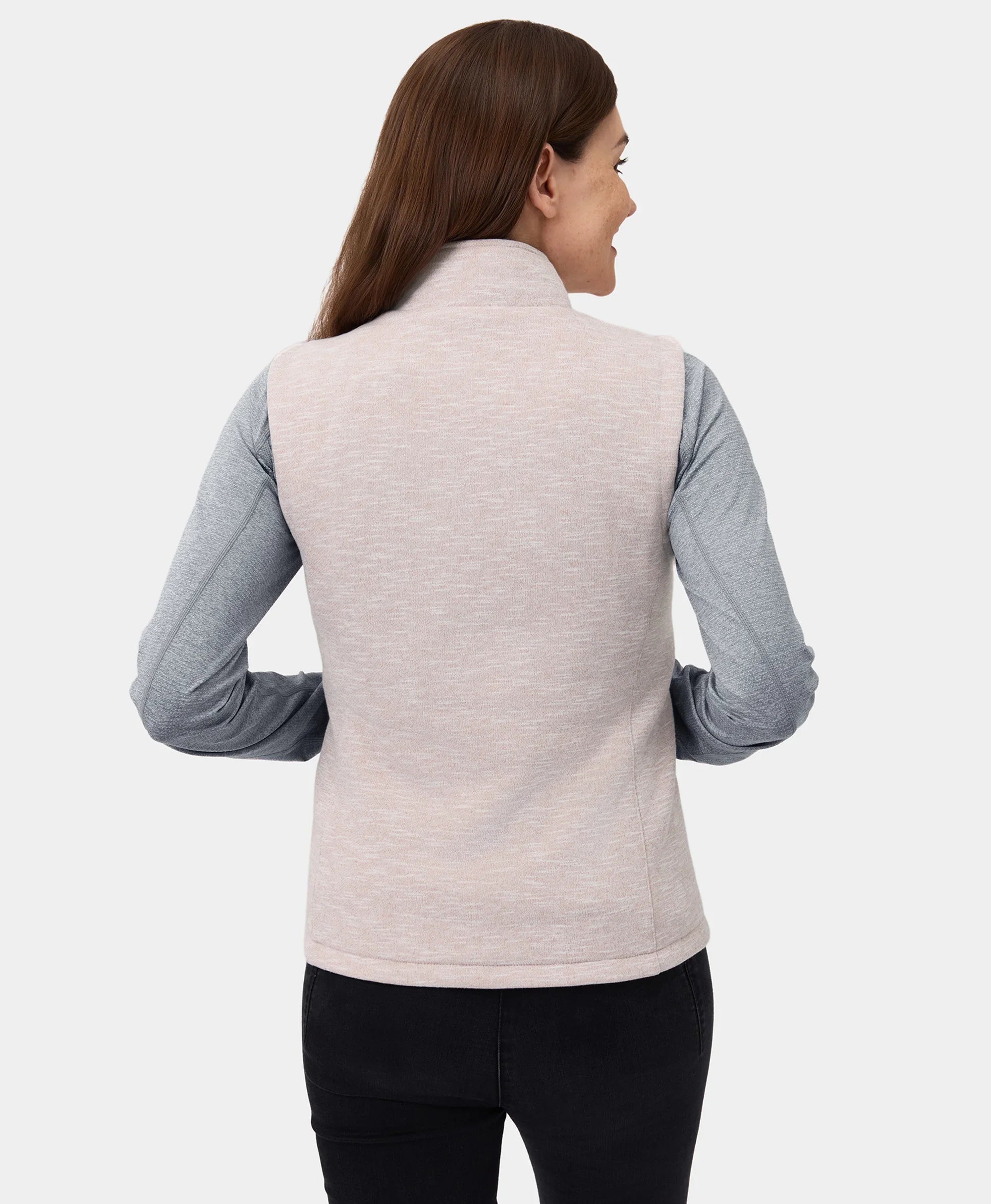 Women's Heated Fleece Vest Blush Heather