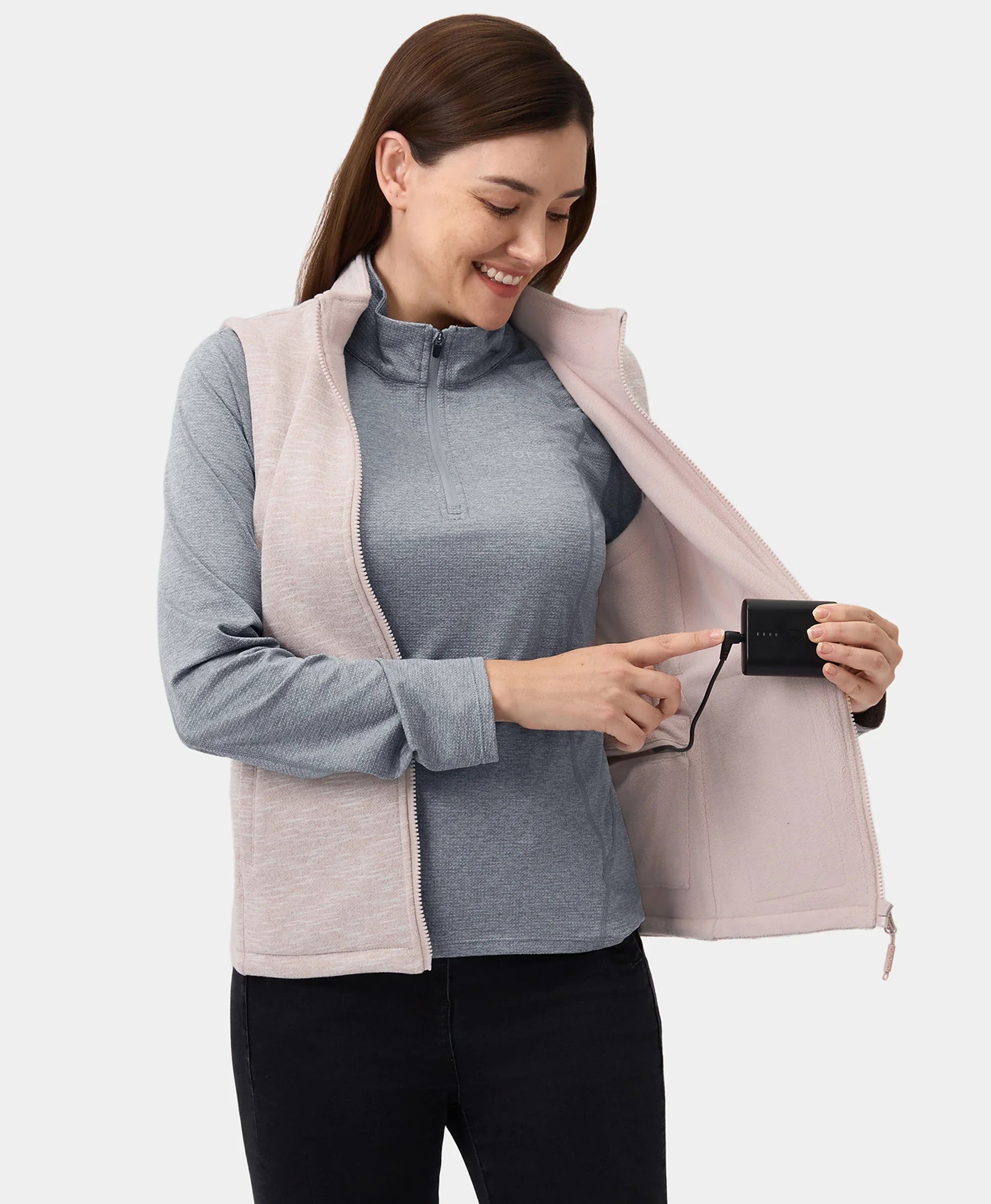 Women's Heated Fleece Vest with battery