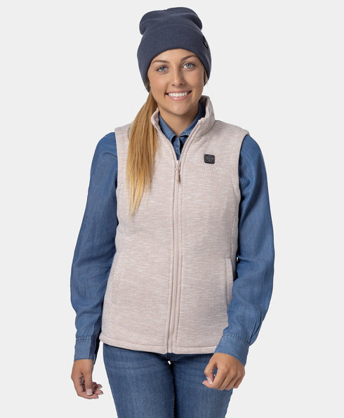 Women's Heated Fleece Vest Blush Heather ,view 1