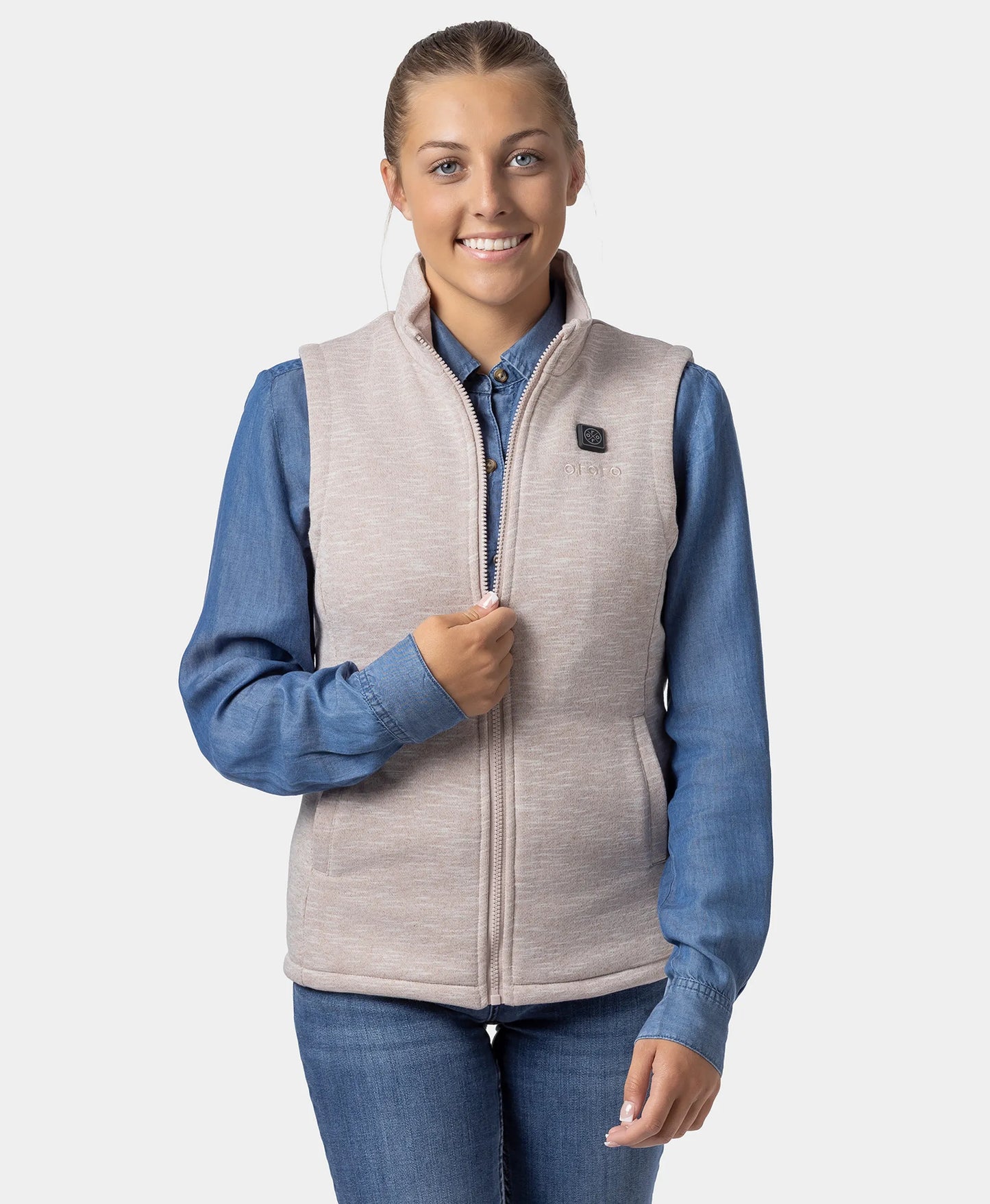 Women's Heated Fleece Vest Blush Heather Blush Heather