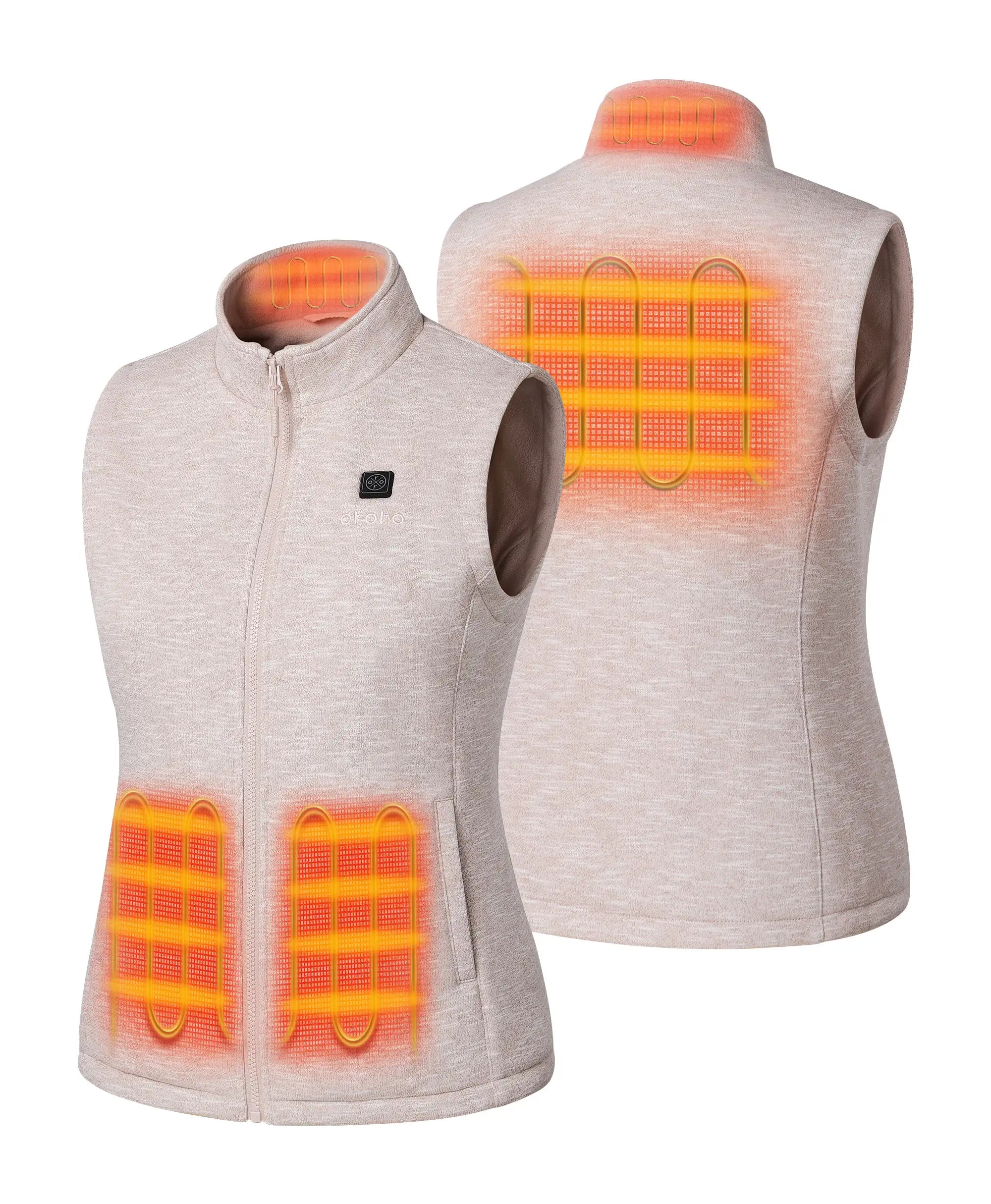 Women's Heated Fleece Vest 4 heating zones