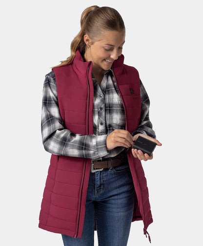 "Tribeca" Women's Heated Long Puffer Vest - New Colors