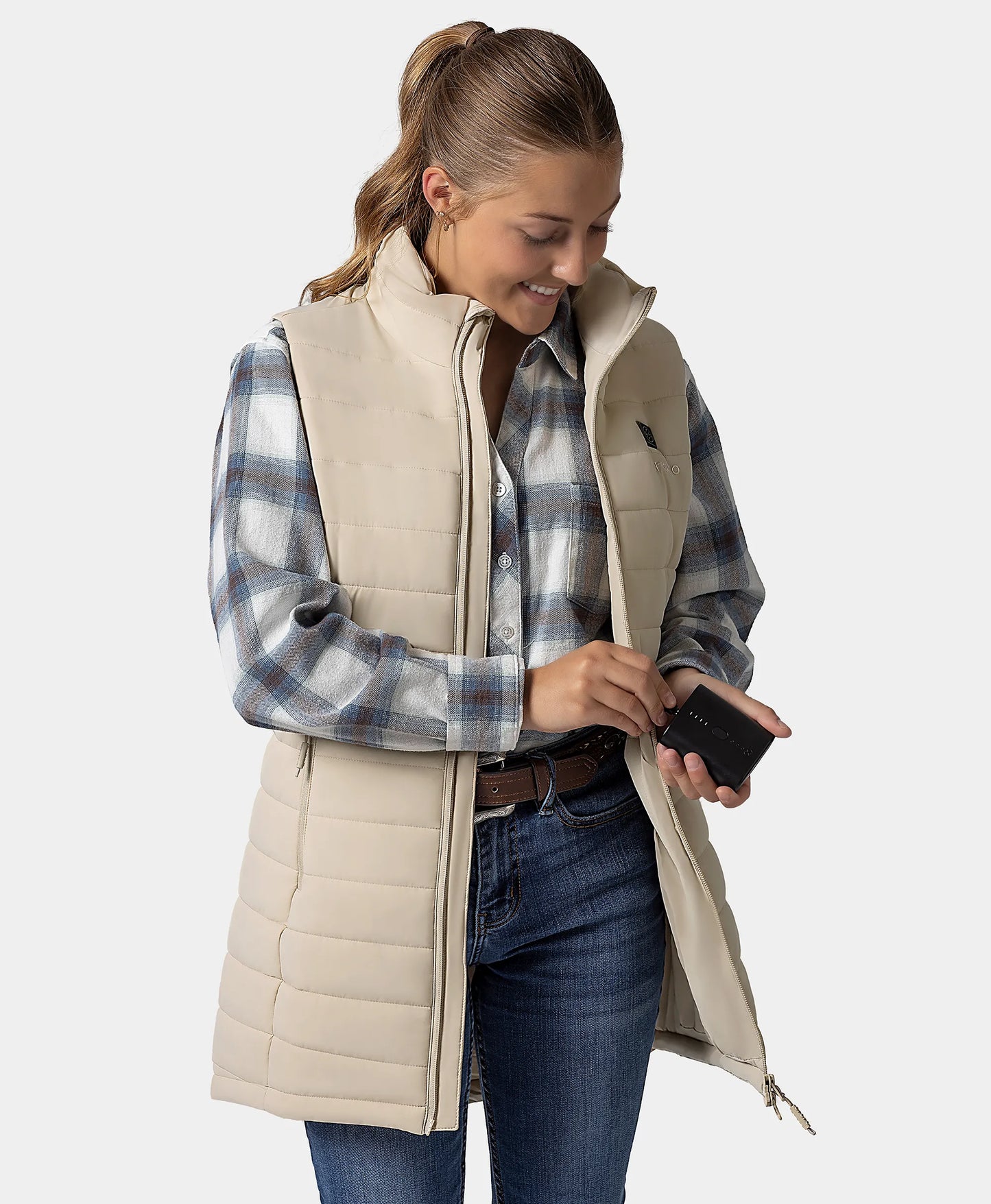 "Tribeca" Women's Heated Long Puffer Vest - New Colors