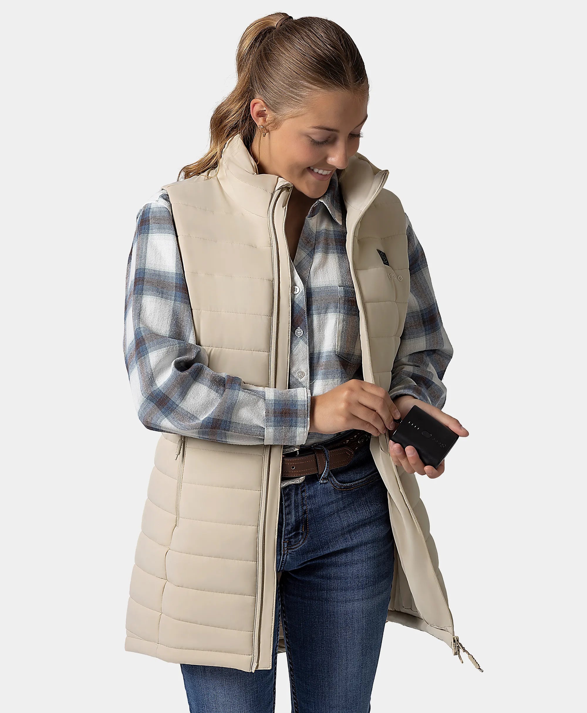 "Tribeca" Women's Heated Long Puffer Vest - New Colors, Thumbnail 8