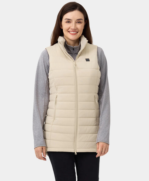 "Tribeca" Women's Heated Long Puffer Vest - New Colors ,view 1
