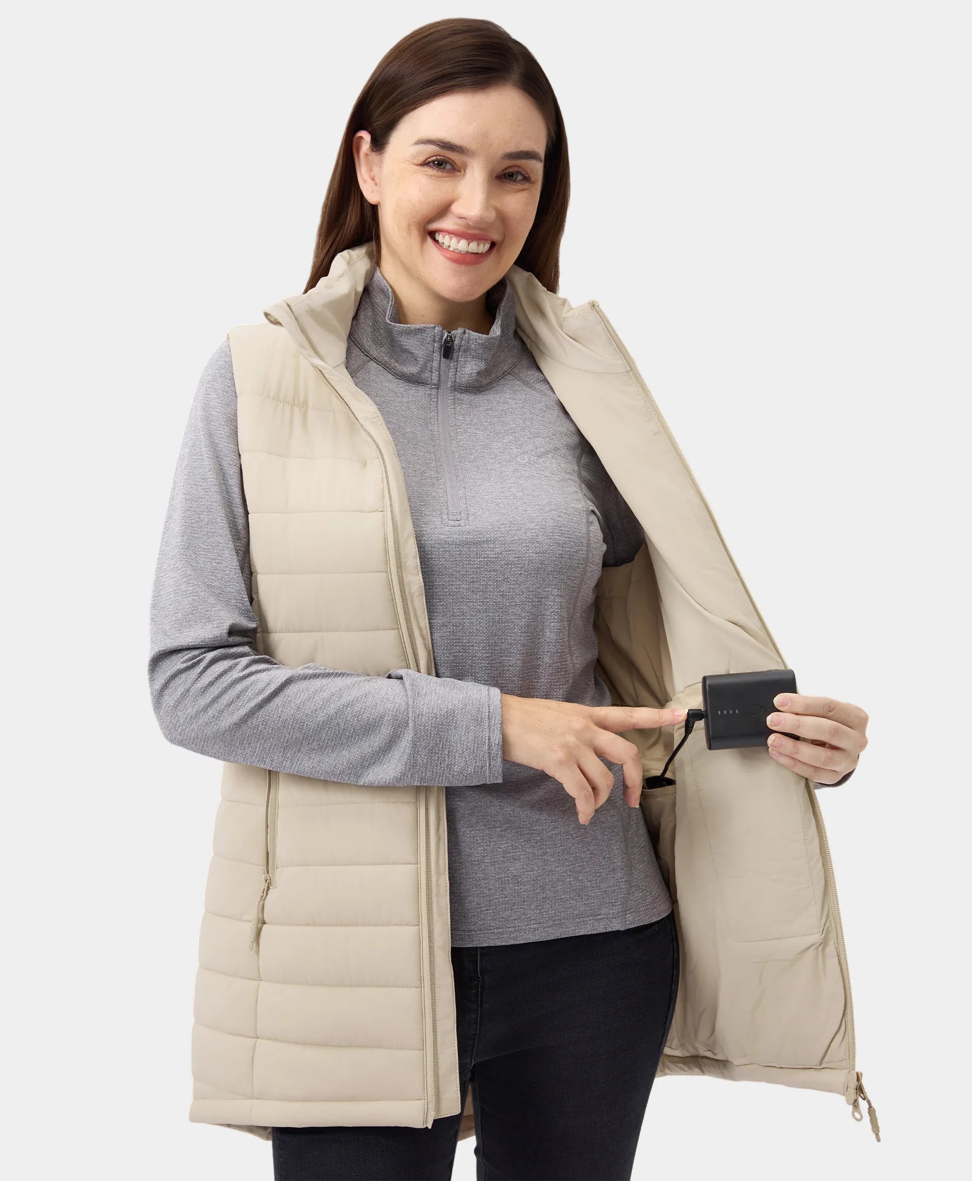 "Tribeca" Women's Heated Long Puffer Vest - New Colors, Thumbnail 4