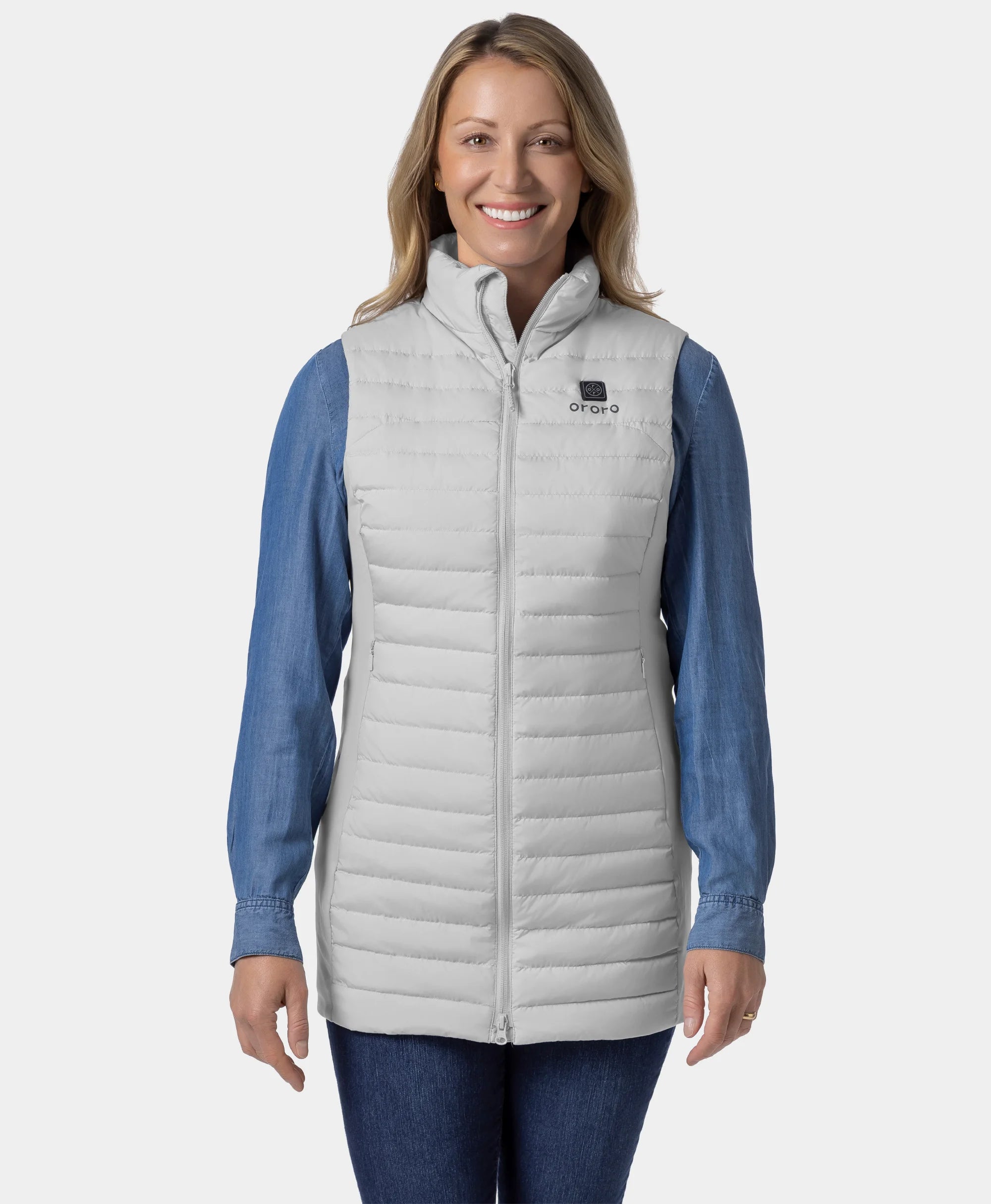 Cloudmere Women's 5-Zone Heated Long Down Vest, Thumbnail 19