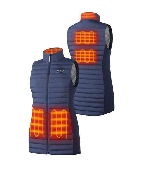 Women's 5-Zone Heated Long Down Vest- blue ,view 2