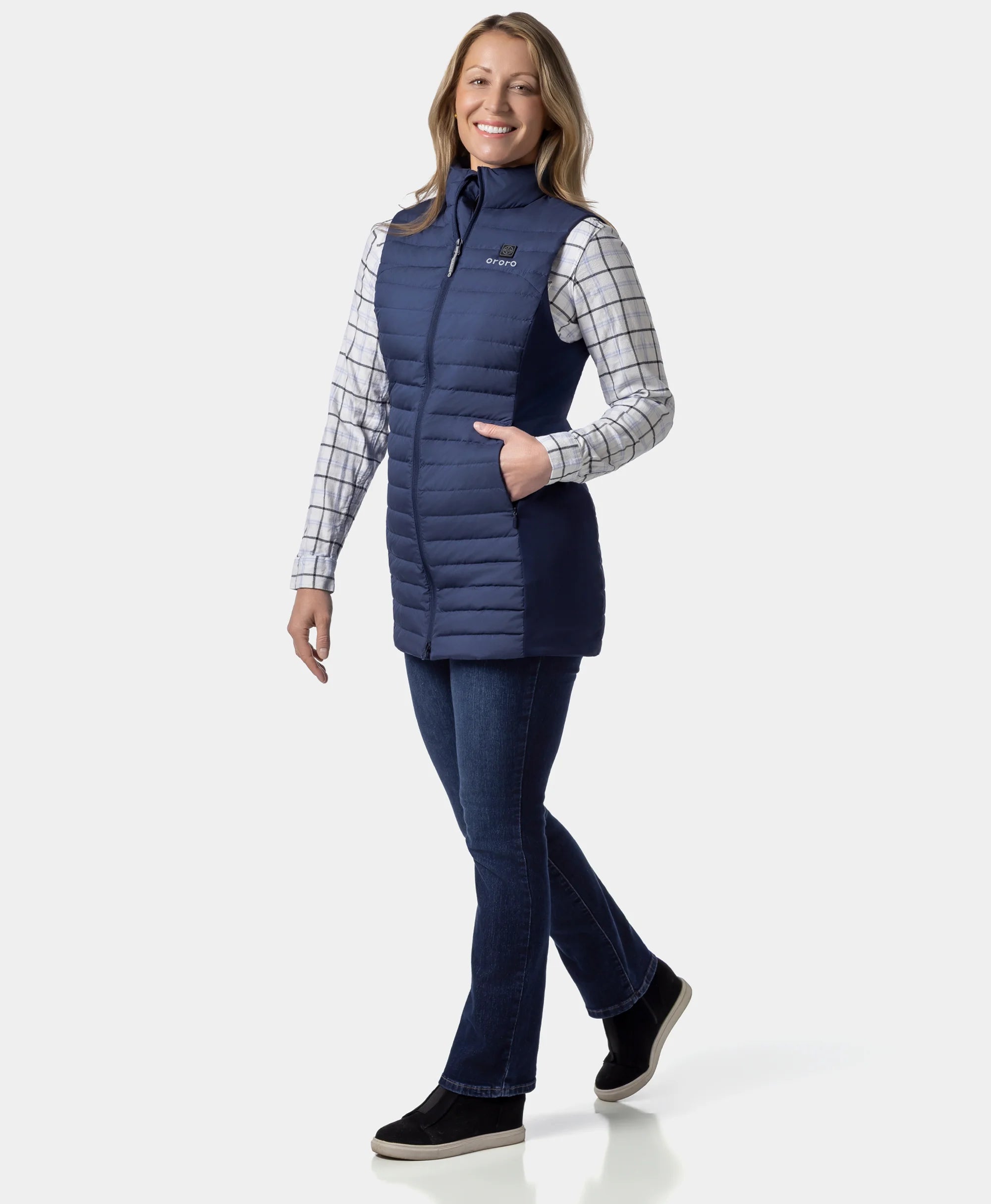 Cloudmere Women's 5-Zone Heated Long Down Vest, Thumbnail 4