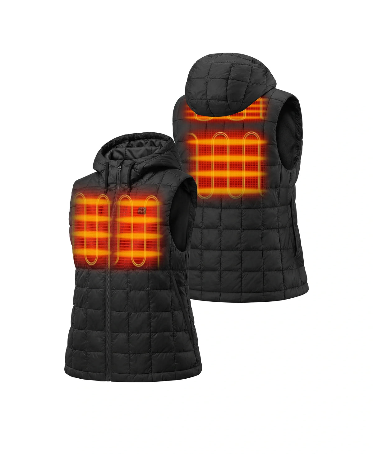 Ororo Black female quilted hooded  heated vest 