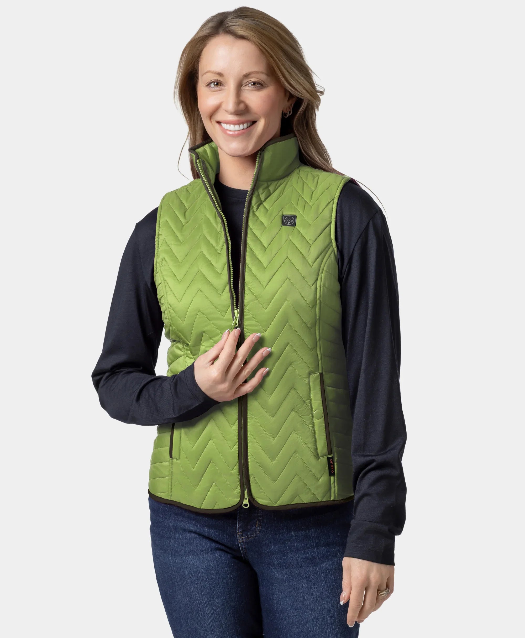 Women's Heated Chevron Quilted Vest - Black / Purple, Thumbnail 31
