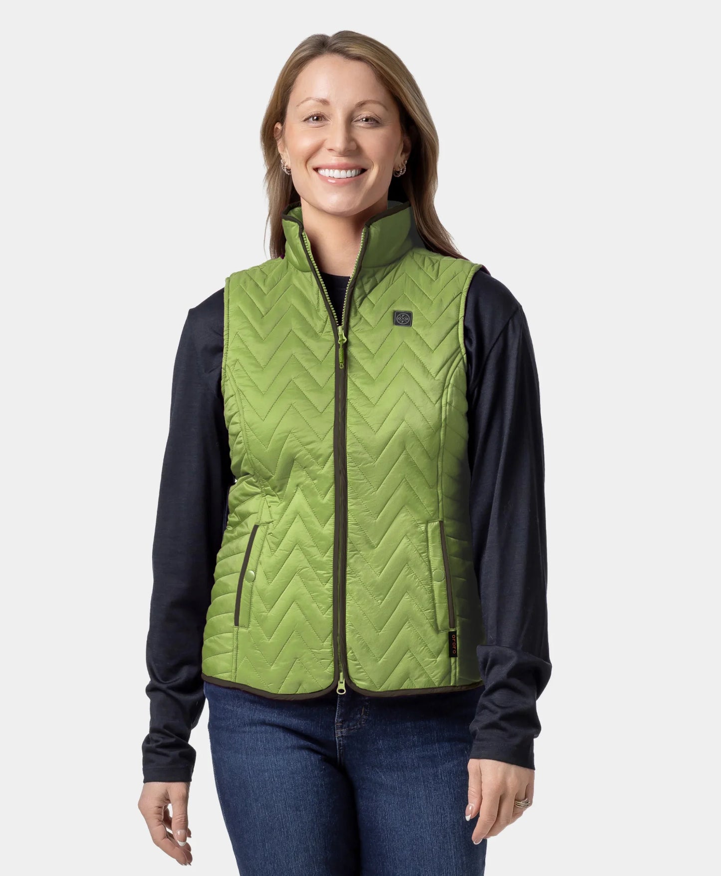 Women's Heated Chevron Quilted Vest - Black / Purple