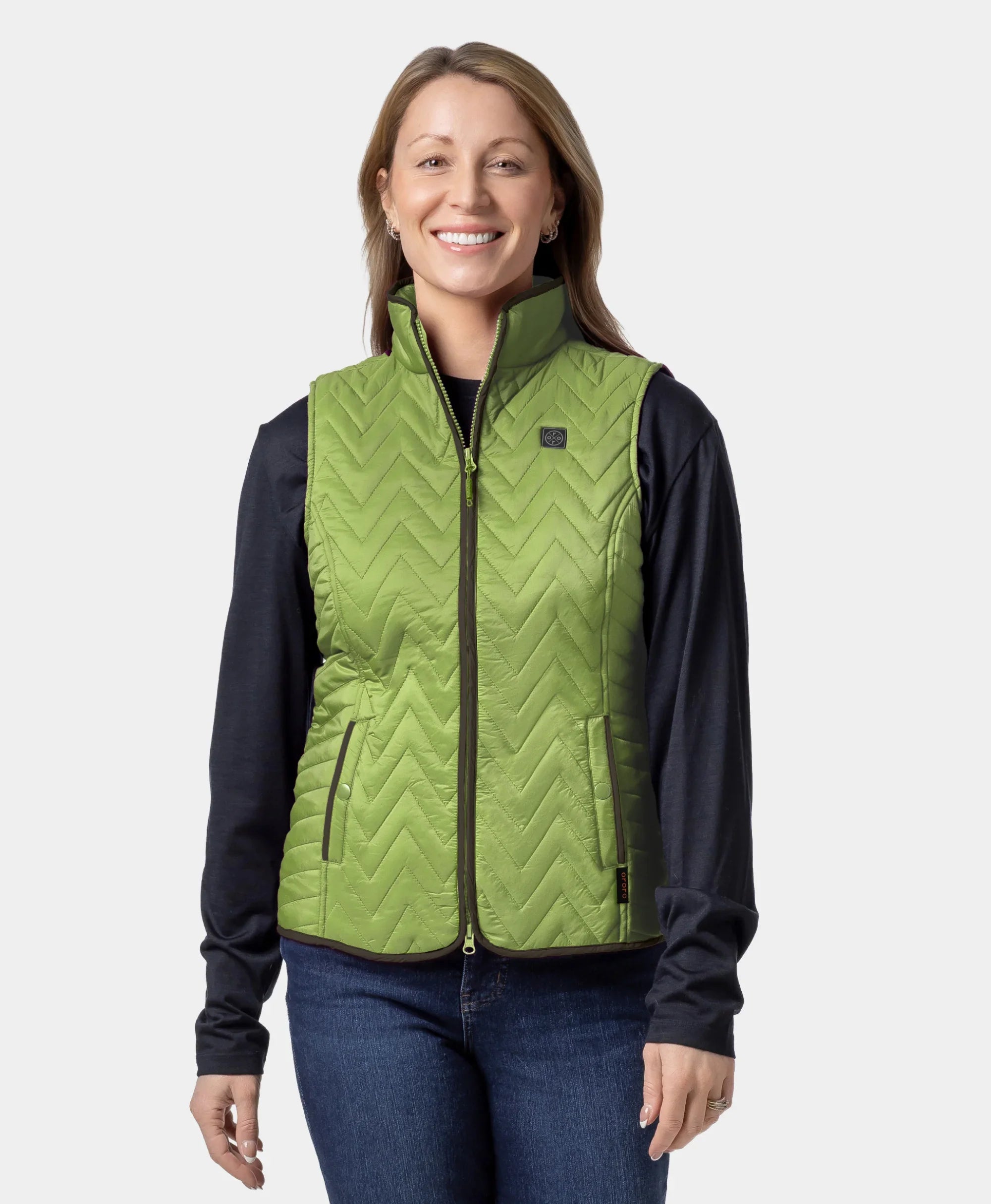Women's Heated Chevron Quilted Vest - Black / Purple, Thumbnail 28