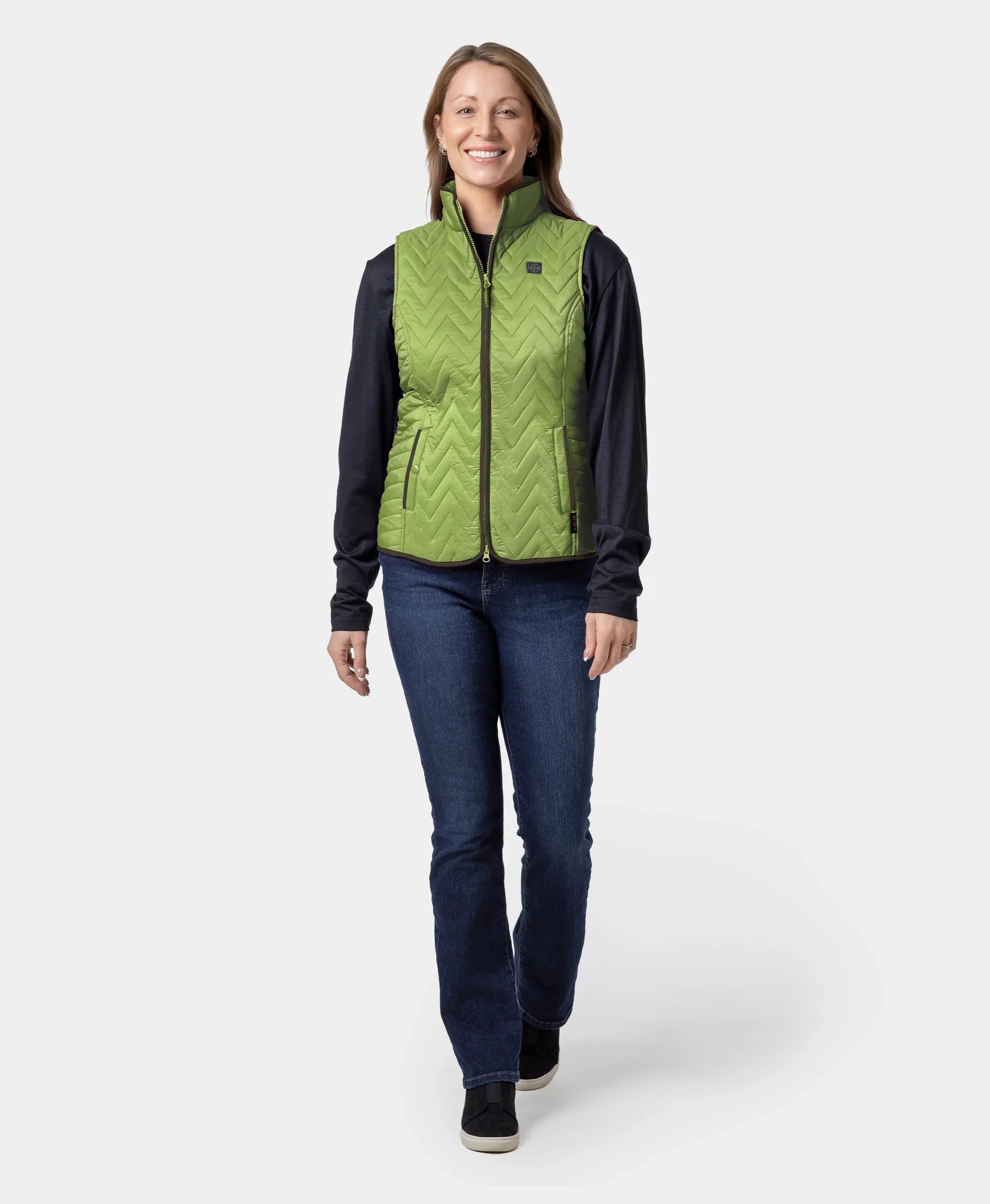 Women's Heated Chevron Quilted Vest - Black / Purple, Thumbnail 30