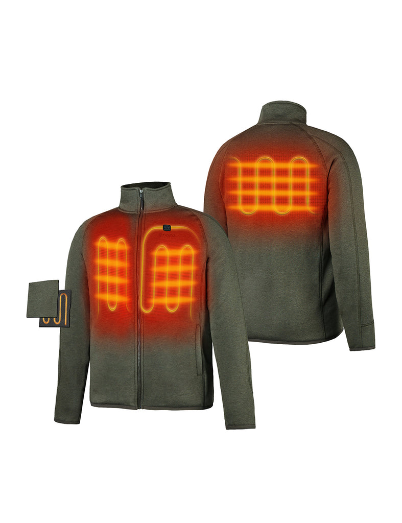 (Open-box) Men's Heated Full-Zip Fleece Jacket - Army Green