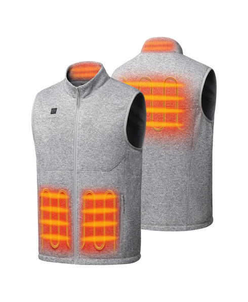 Augusta Tournament Men's 4-Zone Heated Sweater Fleece Vest-Gray ,view 2