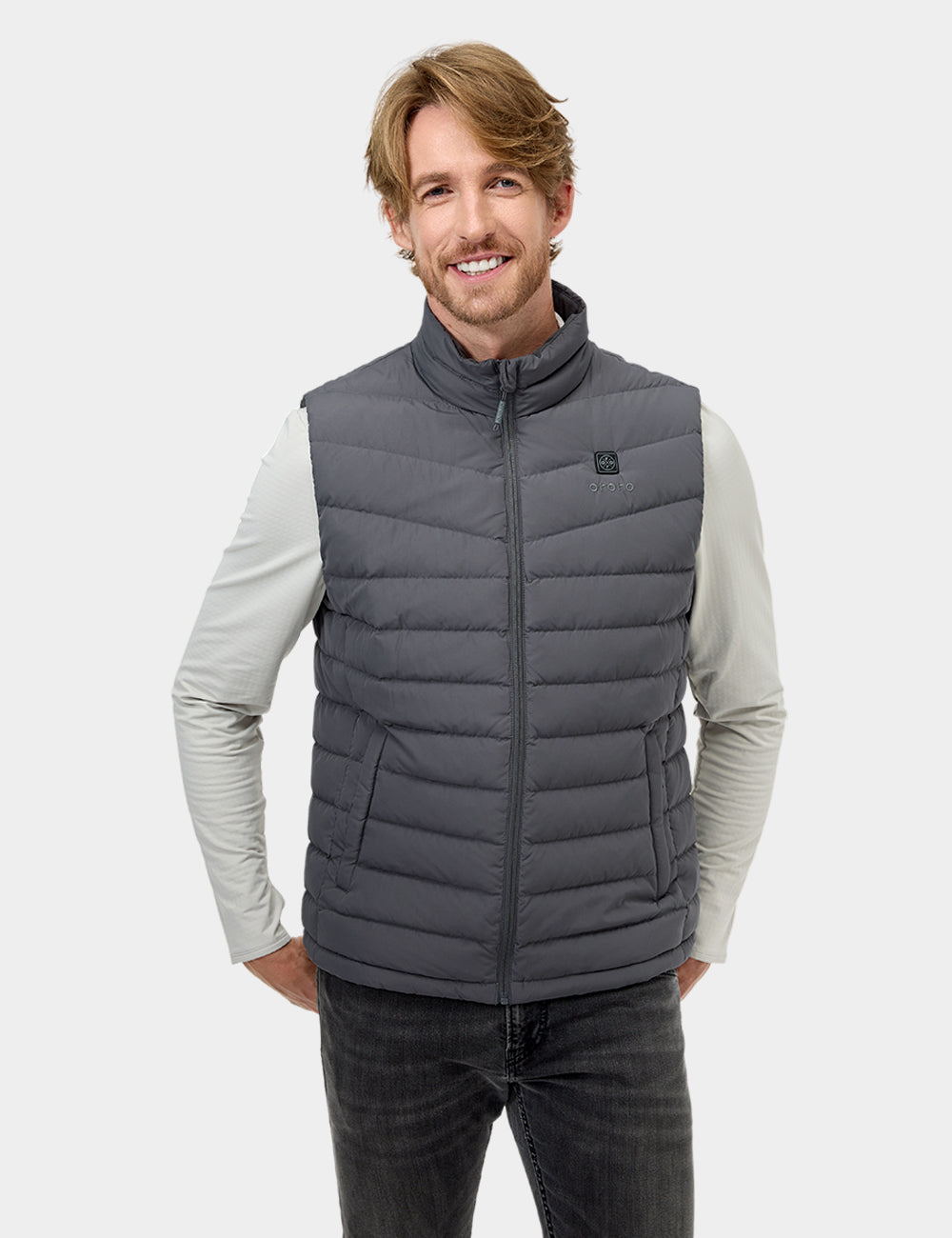 Men's Heated Lightweight Down Vest - Black / Gray, Thumbnail 18