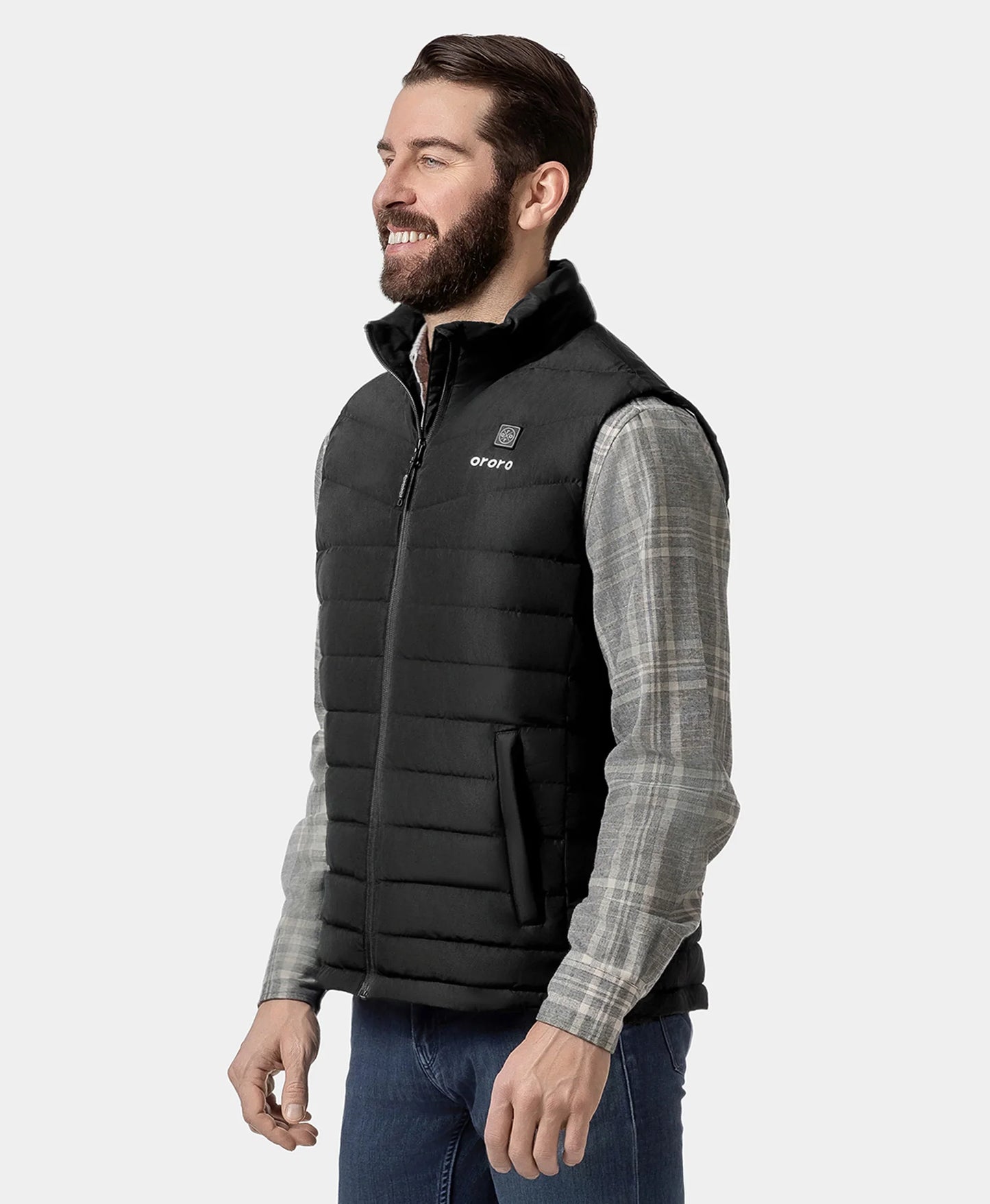 Men's Heated Lightweight Down Vest - Black / Gray