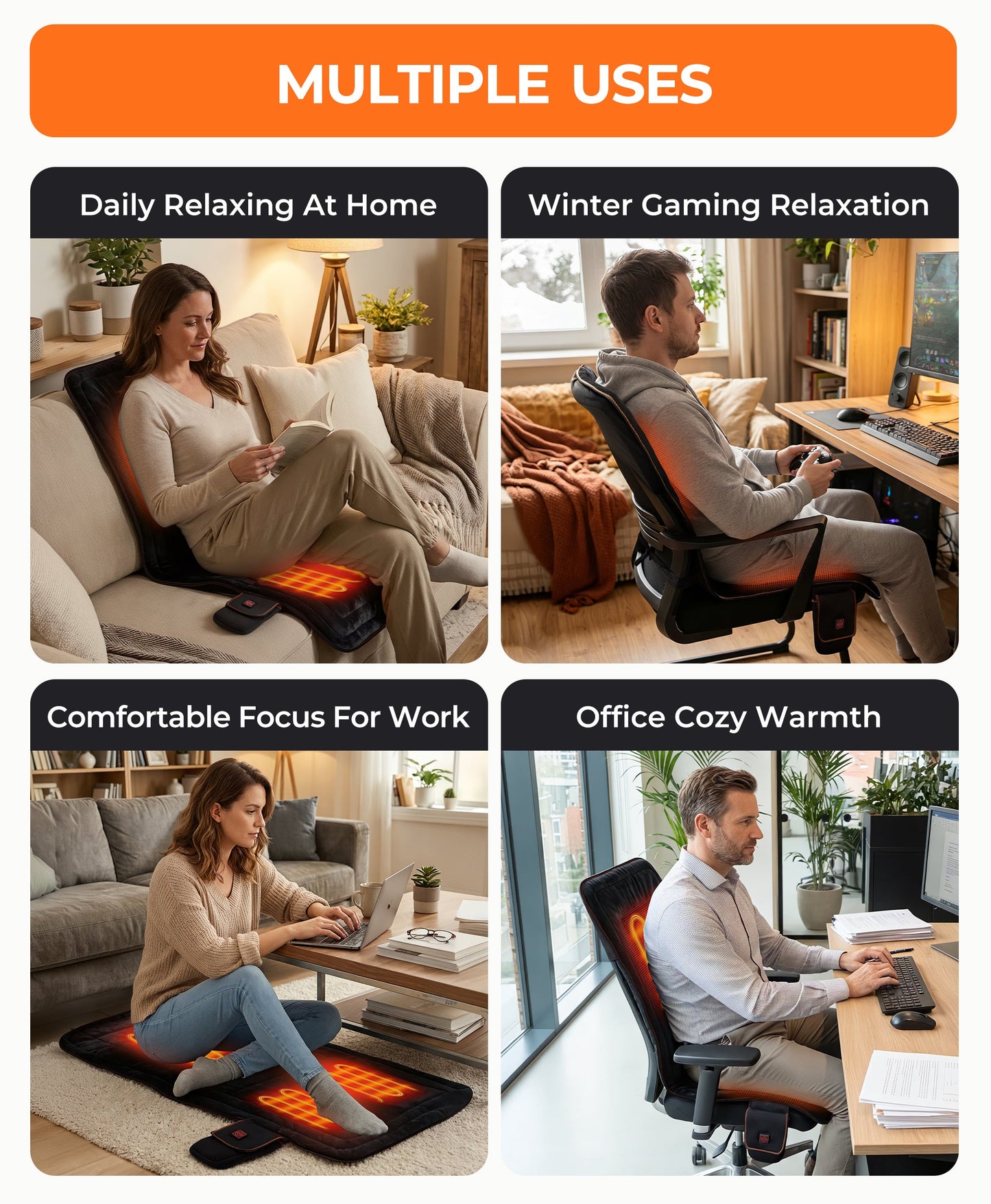 Usage scenario display： Daily relaxing at home, winter gaming relaxation, comfortable focus for work and office cozy warmth