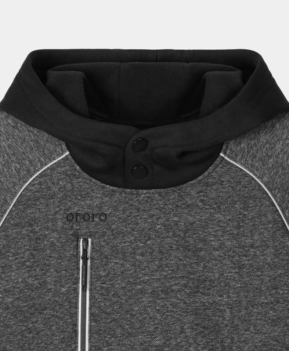 Snap-close hood seals out wind