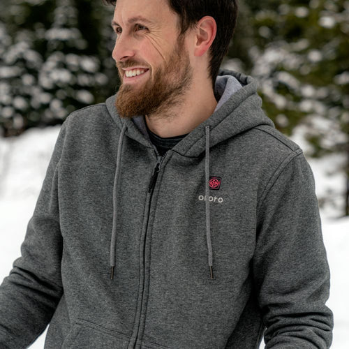 Unisex Heated Fleece Hoodie - Flecking Gray