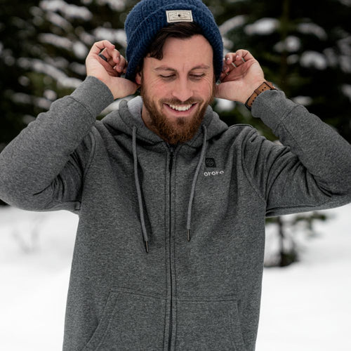 Unisex Heated Fleece Hoodie - Flecking Gray