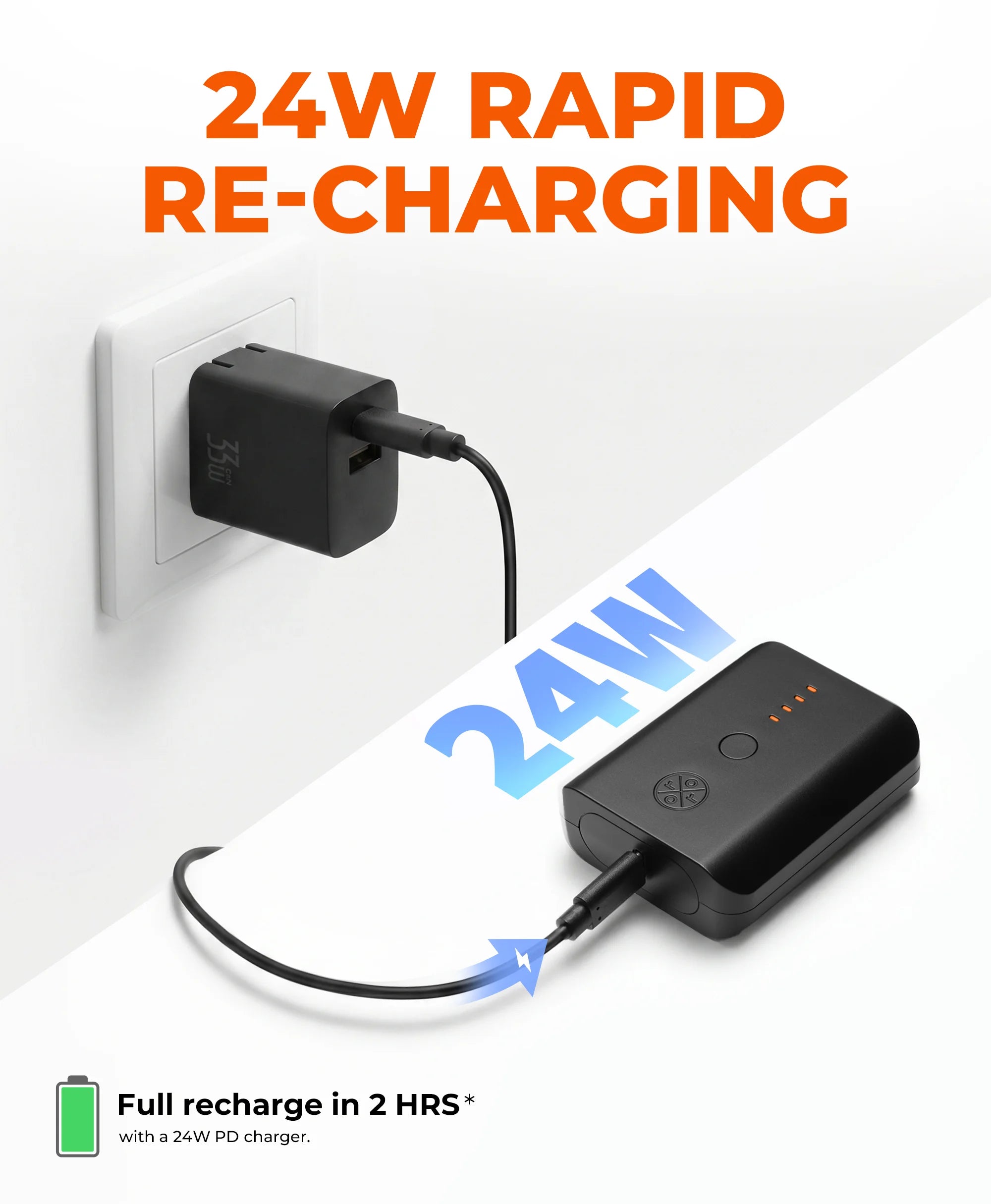 PD 5K Rechargeable Battery for Heated Apparel (USB-C, 24W Power Delivery), Thumbnail 4