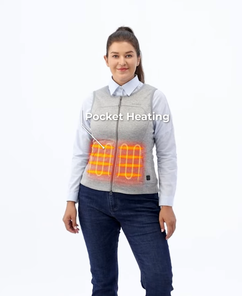 Suzanne Women's Heated Soft Armor Vest - Flecking Gray, Thumbnail 3