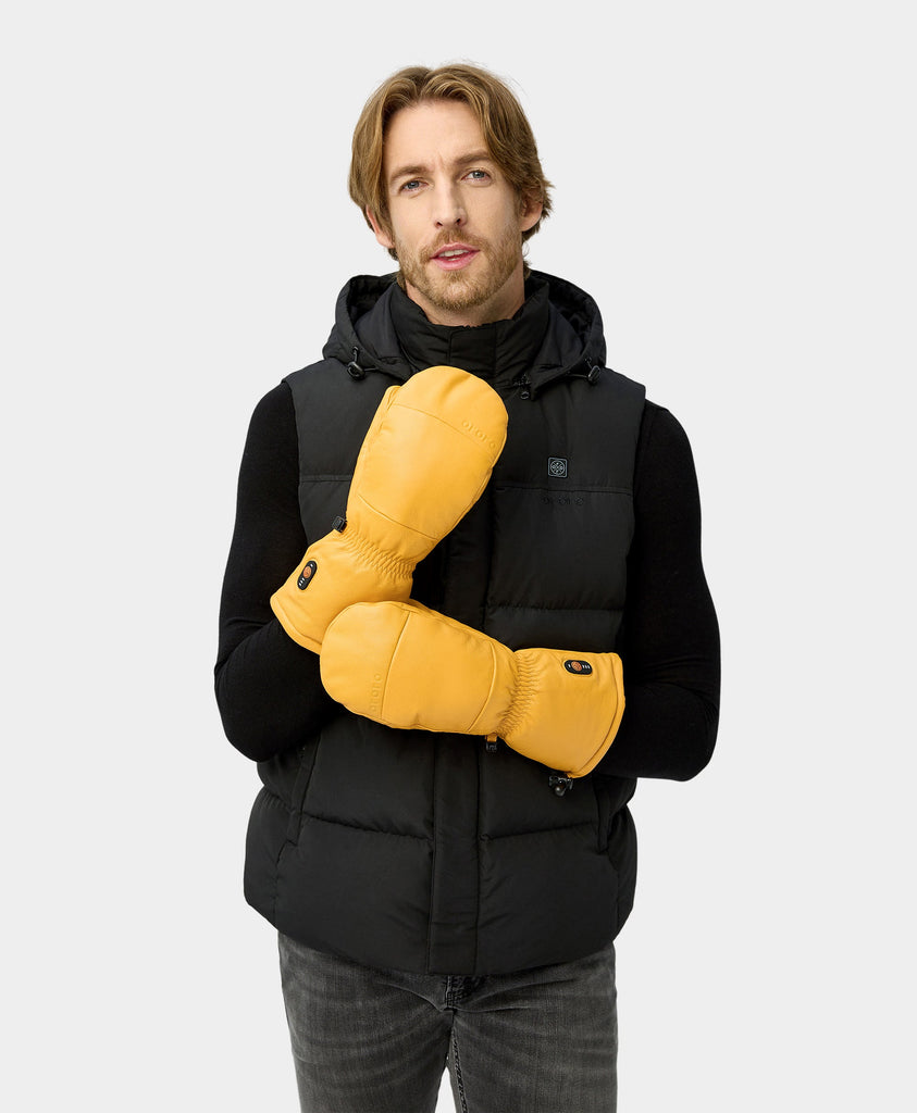 Northstar Unisex Deerskin Chopper Mittens With Removable Liner - Tan/Yellow
