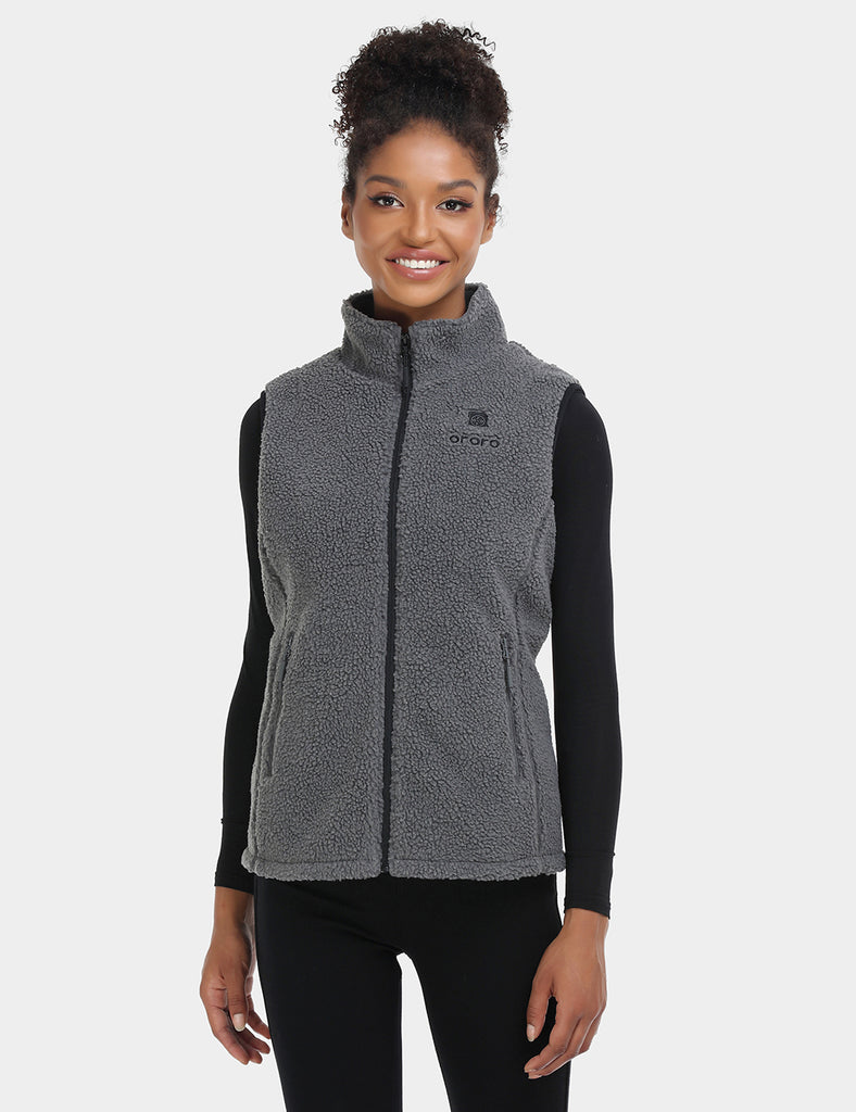 Women s Heated Recycled Fleece Vest Gray 4 Heating Zones
